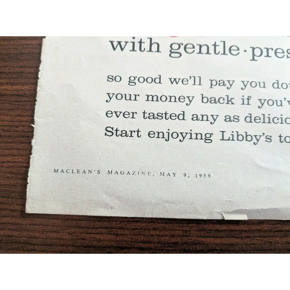1959 Libby's Tomato Juice Vintage Magazine Ad Maclean's Canada Retro Kitchen Dec - Picture 4 of 7